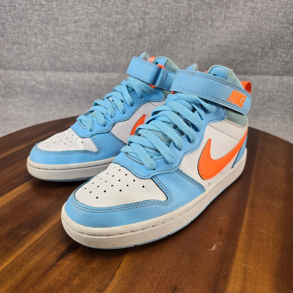 Nike Court Borough Mid 2 Kids 5Y Glacier Blue Total Orange HF4791-407 High‎ Top - Picture 3 of 14